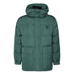 남성 메종 키츠네 폭스 패치 후드 패디드 코트 P399BOTTLEGREEN