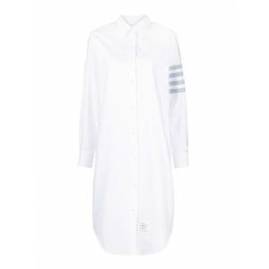 [THOM BROWNE] 여성 니 Length 4바 코튼 셔츠 원피스 FDSE28CF0313100 화이트 /8