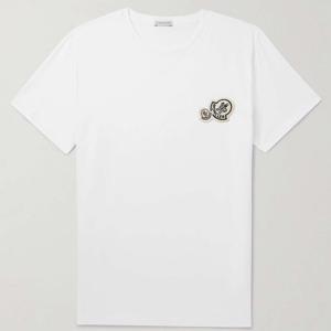 25 SS 몽클레어 시그니처 더블 와펜 로고  코튼 저지 반팔 티셔츠 화이트 8390Y001