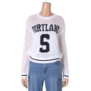 [시에로]PORTLAND 자카드 매쉬 블록 니트 풀오버-SJ2KTF356