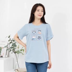 [모슬린]엄마옷 부엉이 반팔 라운드티셔츠 TS405021 마담/미시옷