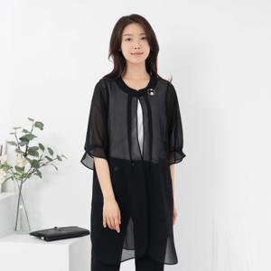 [모슬린]엄마옷 라운드 반팔 쉬폰 롱가디건 VC405107 마담/미시