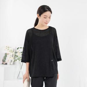 [모슬린]엄마옷 라운드 린넨시스루 니트 티셔츠 TS405111 마담/