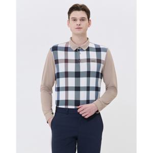 닥스 골프 남성 24SS 스테디셀러베이직 체크 긴팔폴로티셔츠 (BEIGE) WGTS4A902I2