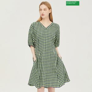 베네통 로이스 체크 롱 원피스 BAOP65331