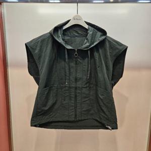 Latium HC06 구김 없는 캡소매 반팔 후드 집업 언발런스 루즈핏 조끼 베스트 T2519vt04k