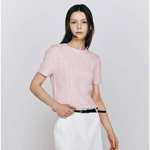 [지오다노] 여자 꽈배기 케이블 반팔 니트 스웨터 355521