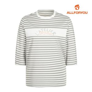 [올포유] 여성 자수 포인트 스트라이프 7부 티셔츠 ALTRM4416-816