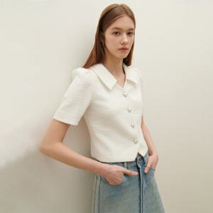 [SATIN] 반팔 트위드 자켓형 블라우스 O252T203