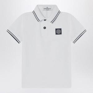 STONE ISLAND White cotton polo shirt 2200001-BS0018/Q_STONE-V1001