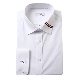 [듀퐁셔츠] 25 S S (SE5SM12LS908SWH) 화이트 기본무지 노포켓 스판 카라 삼선 포인트 긴소매 일반핏 셔츠