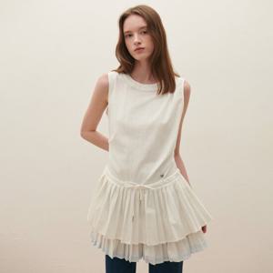 [SATIN] 플리츠 러플 민소매 원피스 O252T683