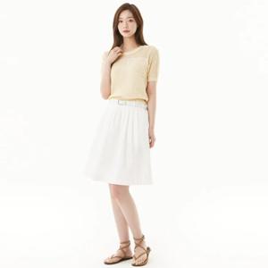 플라스틱아일랜드  (PR2WS562) 턱셔링 미디 스커트