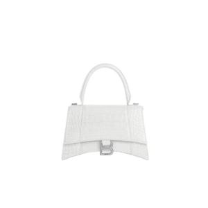 발렌시아가 아워글래스 스몰 핸드백 크로커다일 엠보스 화이트 5935461LR6Y9016