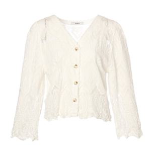 [지지피엑스]V넥 물결 시스루 블라우스GP4SH033F