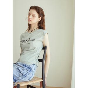 [에고이스트]레이스업 포인트 레터링 슬림 티셔츠 (EQ2CH662)