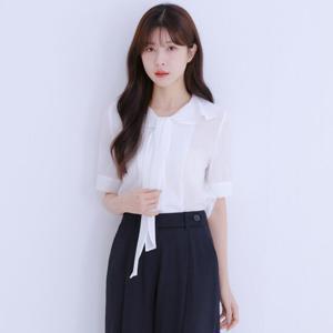 [로엠]러플카라 반팔 타이 블라우스 (3colors)_RMBLE25R22