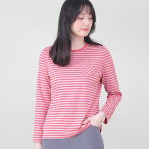 애비뉴투지 엄마옷 코트나 보송 줄무늬 가을 겨울 긴팔 기모 티셔츠 A10405