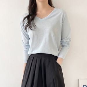 샵앤) 여성 V넥 심플 무지 레이어드 긴팔 티셔츠 NYS-WSH-4228-블루