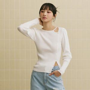 [에고이스트] ER2OKL04 [BLUE LABEL] 언발 트임 버튼 포인트 니트