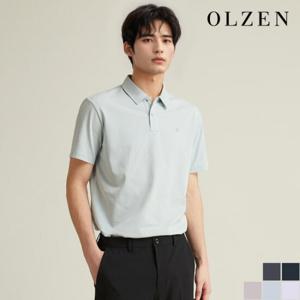 [올젠]로고 자수 반팔 카라 티셔츠 (ZAD2TT1901)