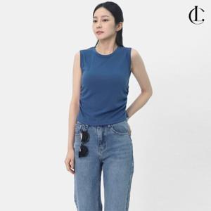 엘케이트 여자 민소매 셔링 슬리브리스 무지 나시 크롭티 LCR112