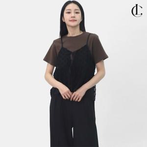 엘케이트 여자 뷔스티에 블라우스 레이스 리본 나시 레이어드룩 LFR013