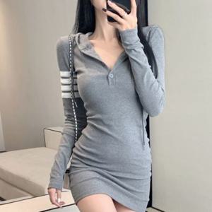 여성원피스 G125615 골프웨어 스판 후드 원피스