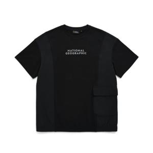 [내셔널지오그래픽 키즈] K232UTS370 우븐 믹스 반팔티 CARBON BLACK