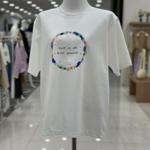 [숲]캔디서클 포인트 레터링  라운드 반팔 티셔츠/OA5STT5IV