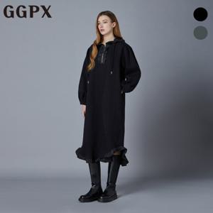 [지지피엑스]프릴 배색 후드 양기모 원피스 (GOCOP037F)