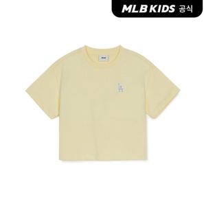 [MLB키즈 공식] 25SS 베이직 여아 스몰로고 크롭 티셔츠 LA (L.Yellow) 7FTSB0553-