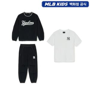 [MLB KIDS] 바시티 우븐 맨투맨 3세트 - BKS(블랙) (7AS2V2351)