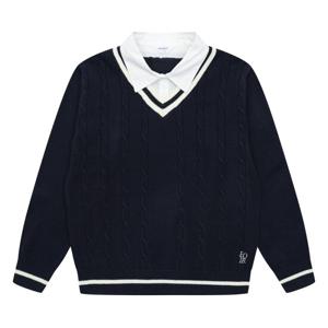 [에꼴리에]셔츠 레이어드 브이넥 니트티_25A5053