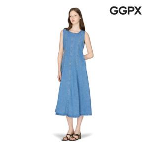 [지지피엑스]민소매 플레어 데님 원피스 (GP4OP012F)