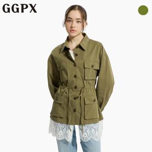 [GGPX] 레이스 배색 스트링 야상 자켓 (GP2JK037F)
