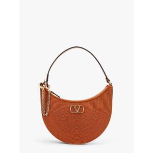 VALENTINO GARAVANI Mini hobo vlogo signature valentino garavani leather and rafia bag with metal and leather shoulder strap 5W2P0W19GPY