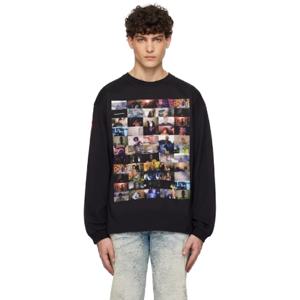 디젤 티셔츠 블랙 박스티 LS 티셔츠 242001M213052