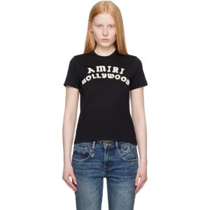 25 SS 아미리 여성 블랙 아미리 할리우드 티셔츠 252886F110007