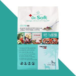 더독 닥터소프트 치킨 (노령견용) 3kg + 바른육포 1개 랜덤 증정