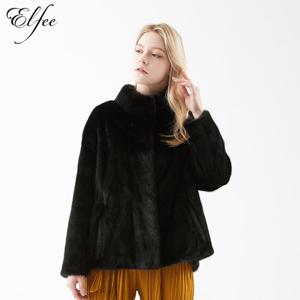 [진도 Elfee]스탠드카라 블랙 밍크 자켓(E6W1EJ01)
