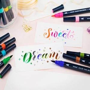 모나미 컬러 트윈 브러쉬 6색세트 수성펜 캘리그라피