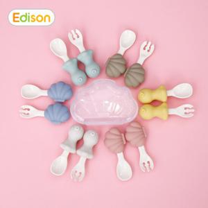 에디슨 실리콘 이유식 스푼포크 케이스세트(문어)