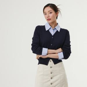 플라스틱아일랜드  (PR1KG233) 셔츠 레이어드 가디건