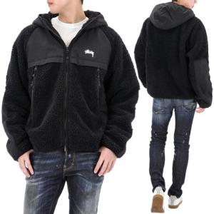 24FW 스투시 쉐르파 패널드 후드 자켓 118530 BLACK