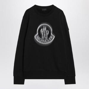 MONCLER Black cotton sweatshirt with logo print 8G000-07809KR/Q_MONCL-999