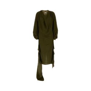 SALVATORE FERRAGAMO 올리브 그린 실크 드레스 13G490780596 OLIVE