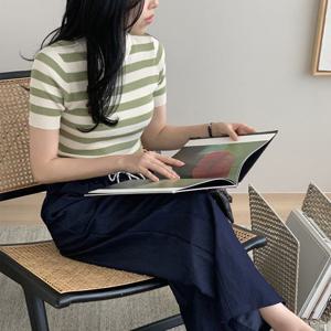 [카라]KARRA 컬러볼드라인반팔니트_A5M0436