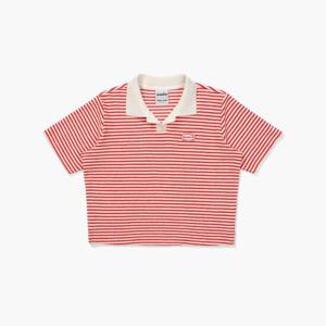 [디아도라] 테리 카라 반팔 티셔츠 RED PATTERN