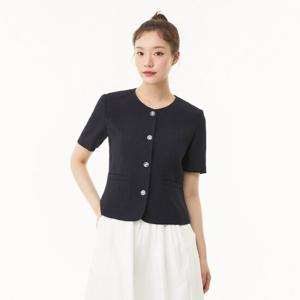 플라스틱아일랜드  라운드넥 반팔 트위드 자켓 (PR2WJ501)